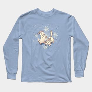 Cats Playing With Snowflakes Xmas Ugly Sweater by Tobe Fonseca Long Sleeve T-Shirt